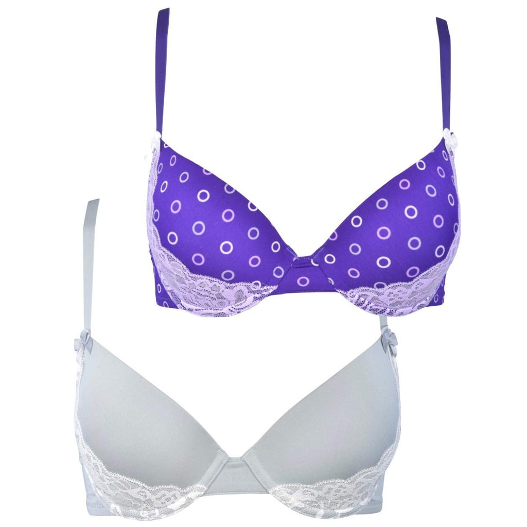 Donna Loren Women's Bra Full Coverage Lace Trim 2-Pack Underwire Molded