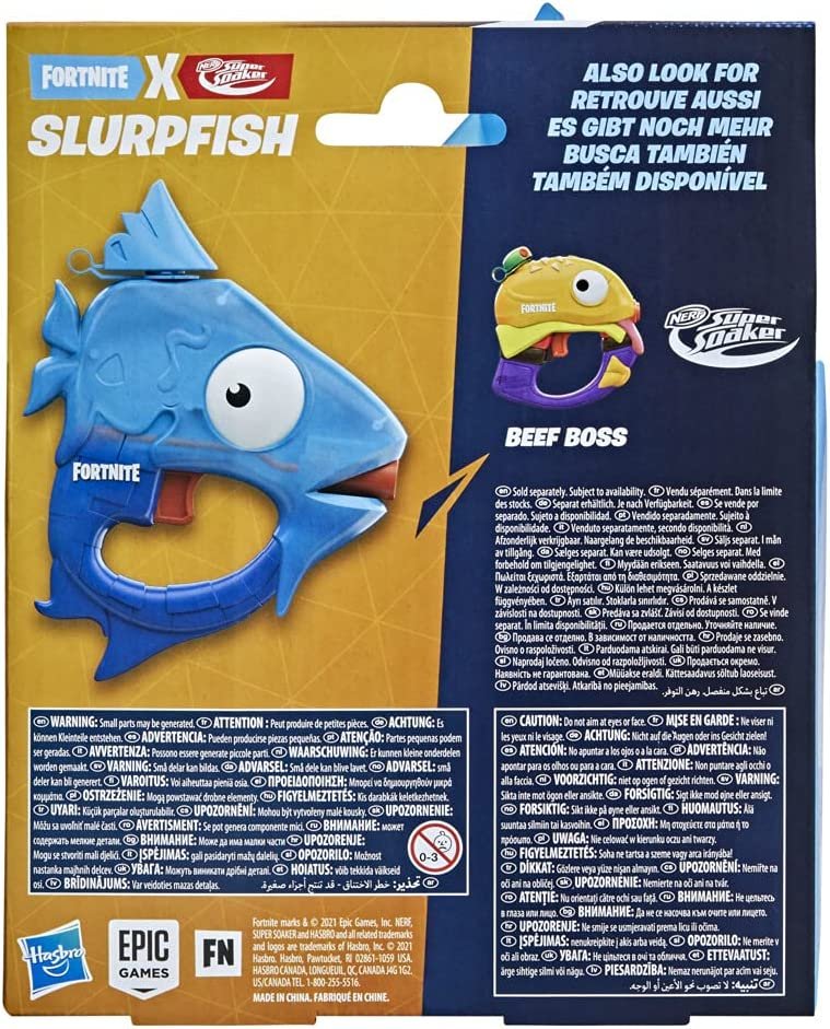 Nerf Super Soaker Fortnite Slurpfish Water Blaster -- Fortnite Slurpfish Design, Easy-to-Carry Micro Size -- for Kids, Youth, Adults