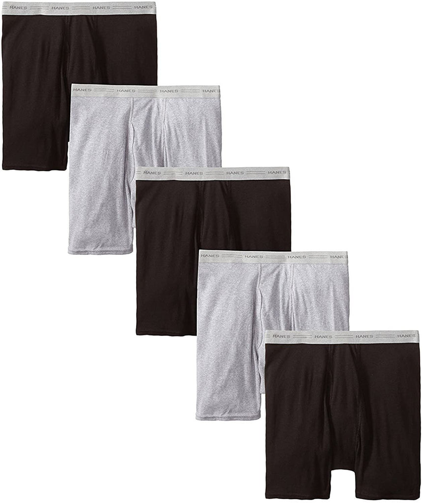 Hanes Men's Tagless Boxer Briefs with Comfort Flex Waistband (XX-Large, Black/Grey - 5 Pack)