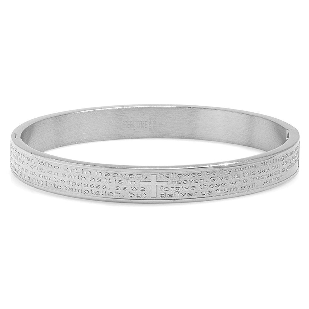 Ladies Stainless Steel Lord's Prayer Bracelet Bangle in English
