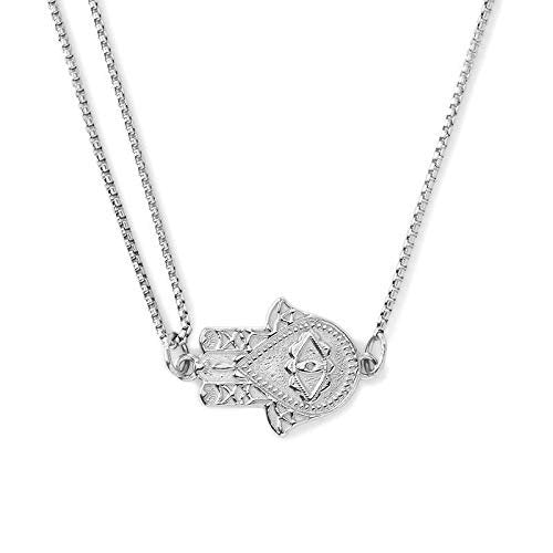 Alex and Ani Womens Hand of Fatima Pull Chain Necklace - Precious Metal