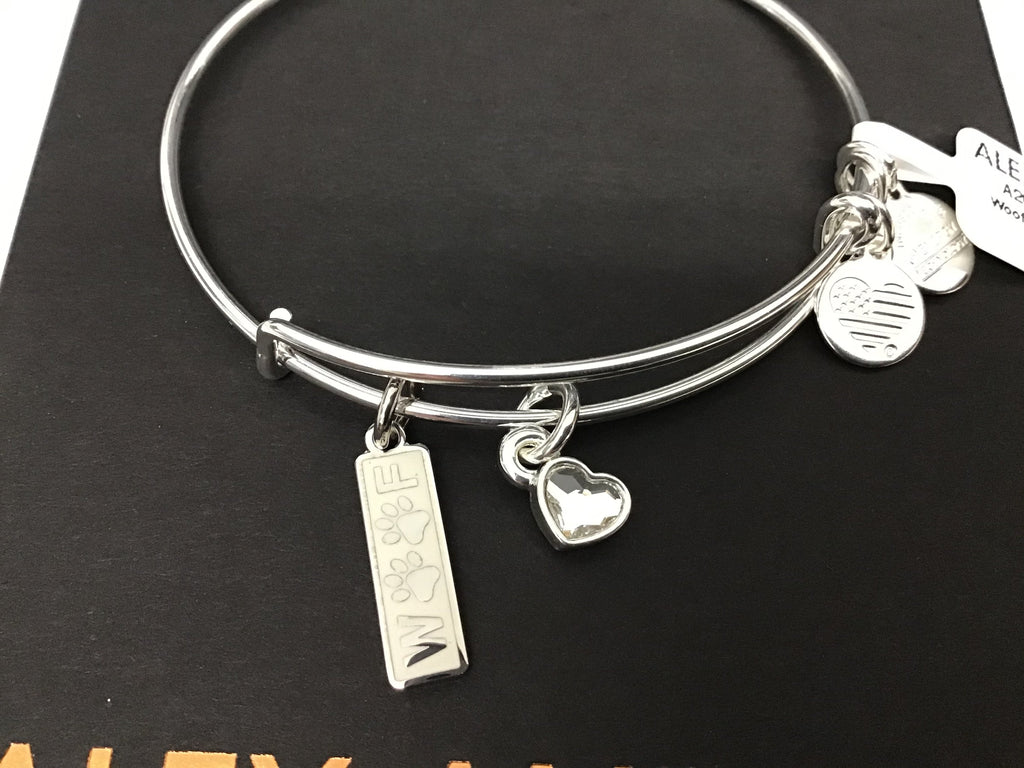 Alex and ANI Duo Charm Meow and Woof Bangle Bracelet Silver/Woof One Size
