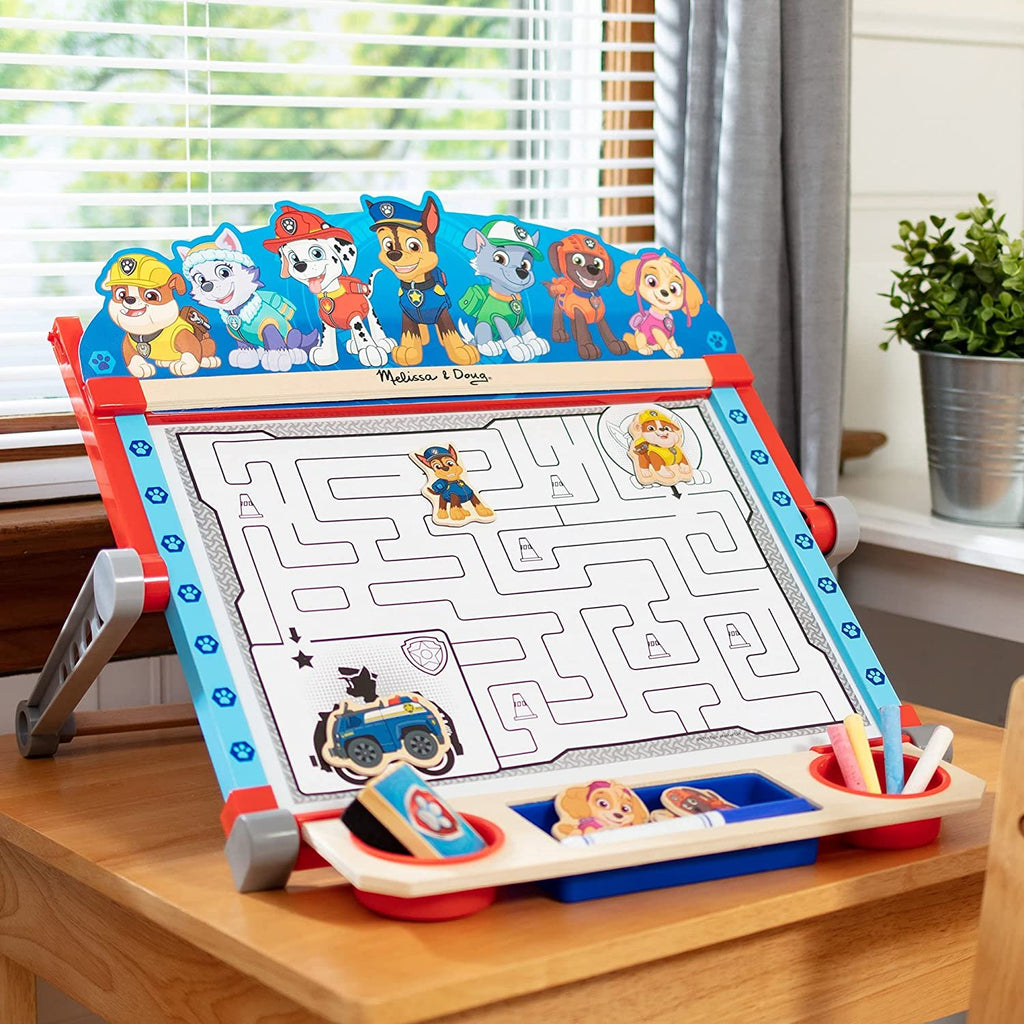 Melissa & Doug PAW Patrol Wooden Double-Sided Tabletop Art Center Easel (33 Pieces)