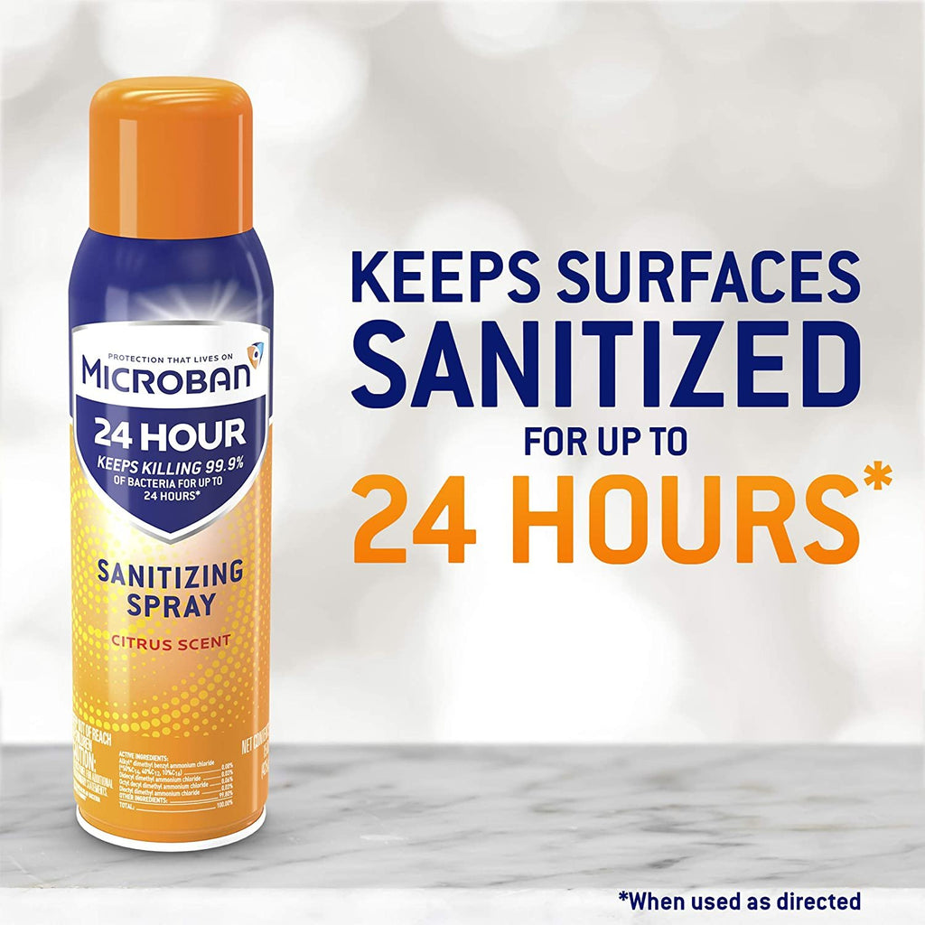 Microban 24 Hour Disinfectant Sanitizing Spray, Citrus Scent