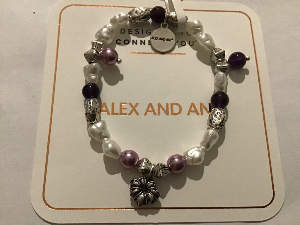 Alex and Ani Wildflower Beaded Charm Stretch Bracelet