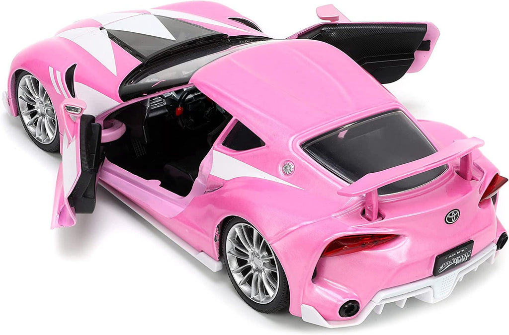 Jada Toys Mighty Morphin Power Rangers 1:24 Toyota FT-1 Concept Die-cast Car w/ 2.75" Pink Ranger Figure, Toys for Kids and Adults