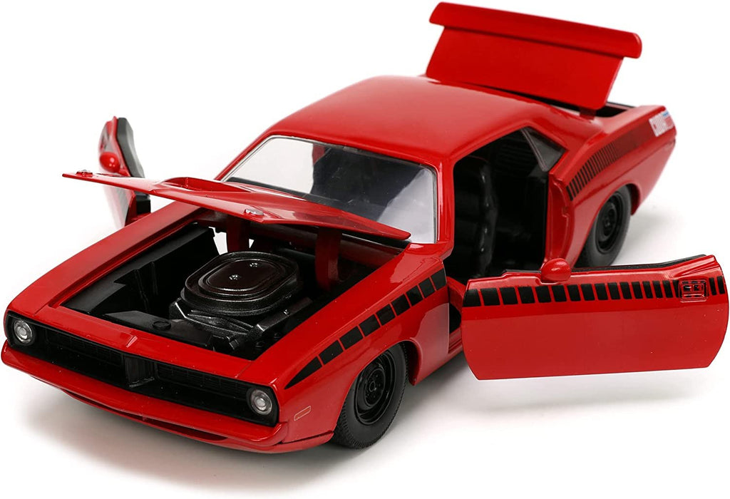 Jada Toys Big Time Muscle 1:24 1973 Plymouth Barracuda Die-cast Car Red/Black, Toys for Kids and Adults