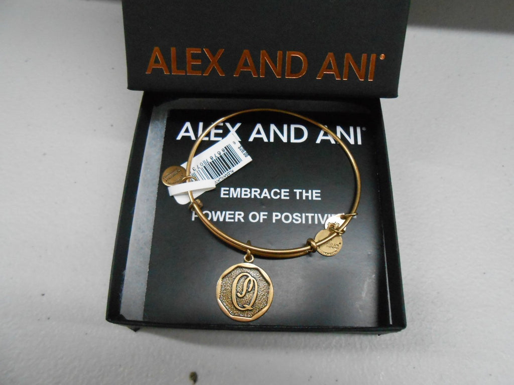 Alex and Ani Initial Q Expandable Wire Bracelet Rafaelian Gold NWT/Box/Card