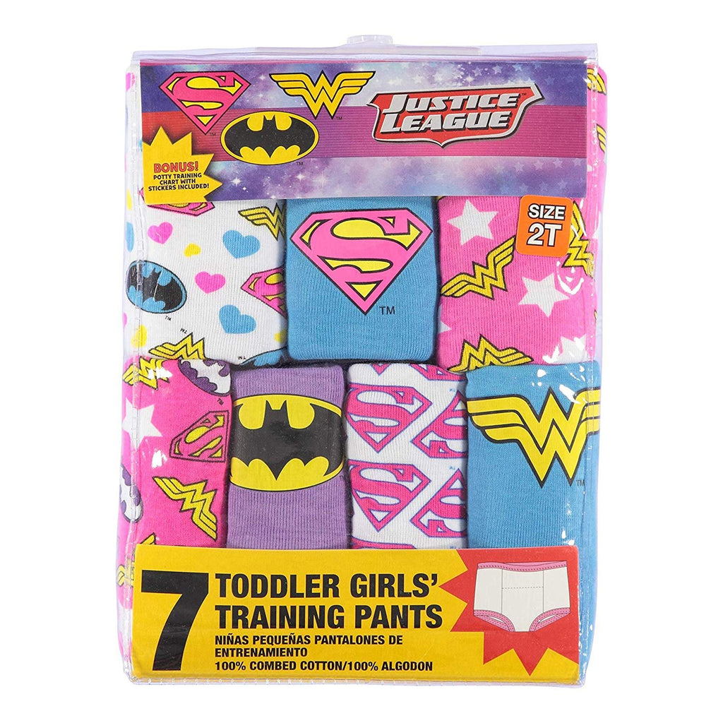 Justice League Toddler girl 3-Pack or 7-Pack Potty Training Pants, 18M, 2T, 3T, 4T