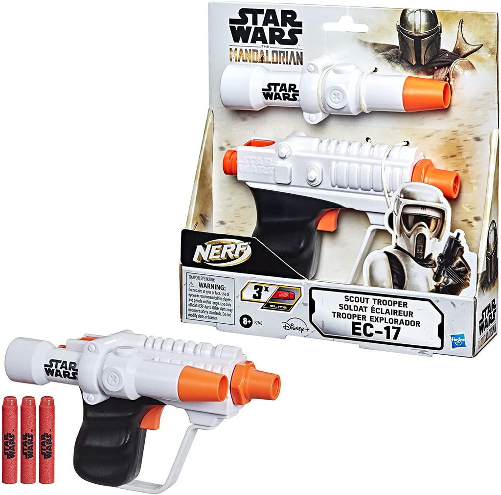 Nerf Star Wars Scout Trooper EC-17 Blaster, The Mandalorian, Reticle Scope, 3 Official Nerf Elite Darts, 2-Dart Storage