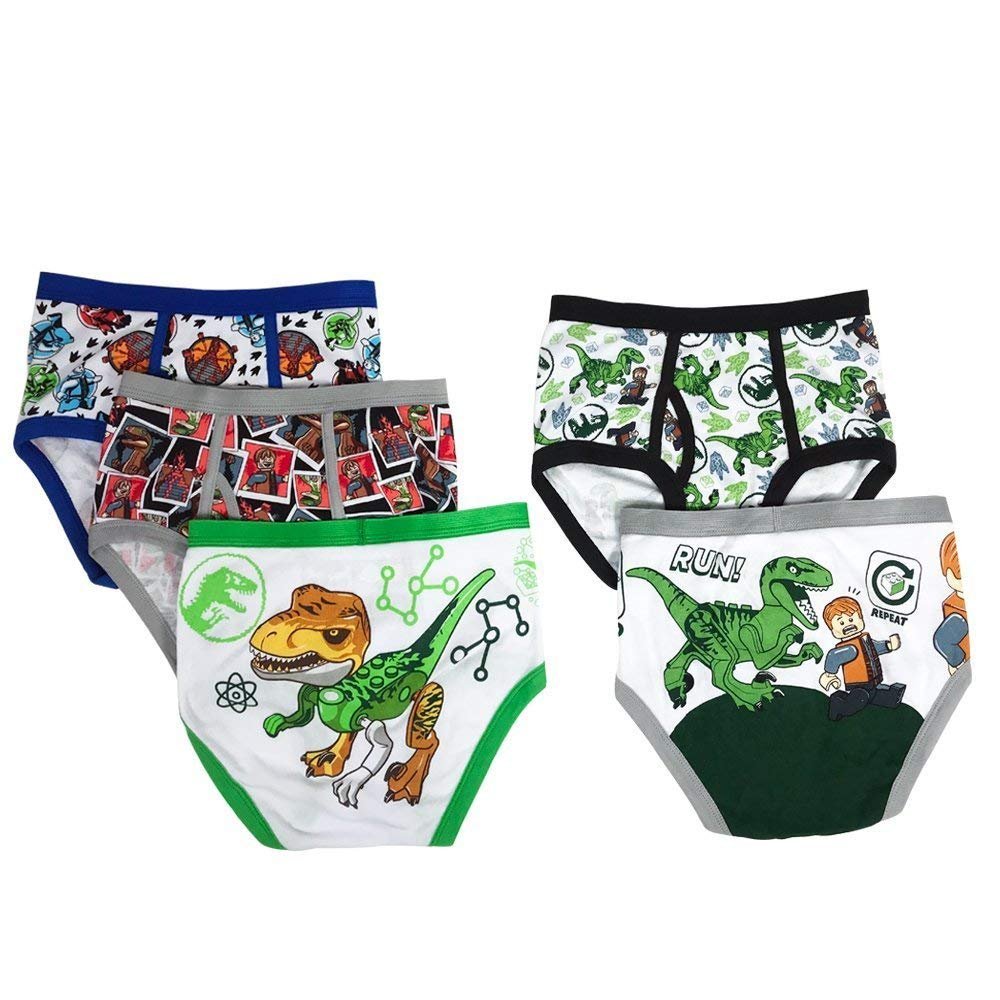 Lego Jurassic World 5-Pack Boys Briefs Underwear Toddler Little Big Kid Dinosaurs