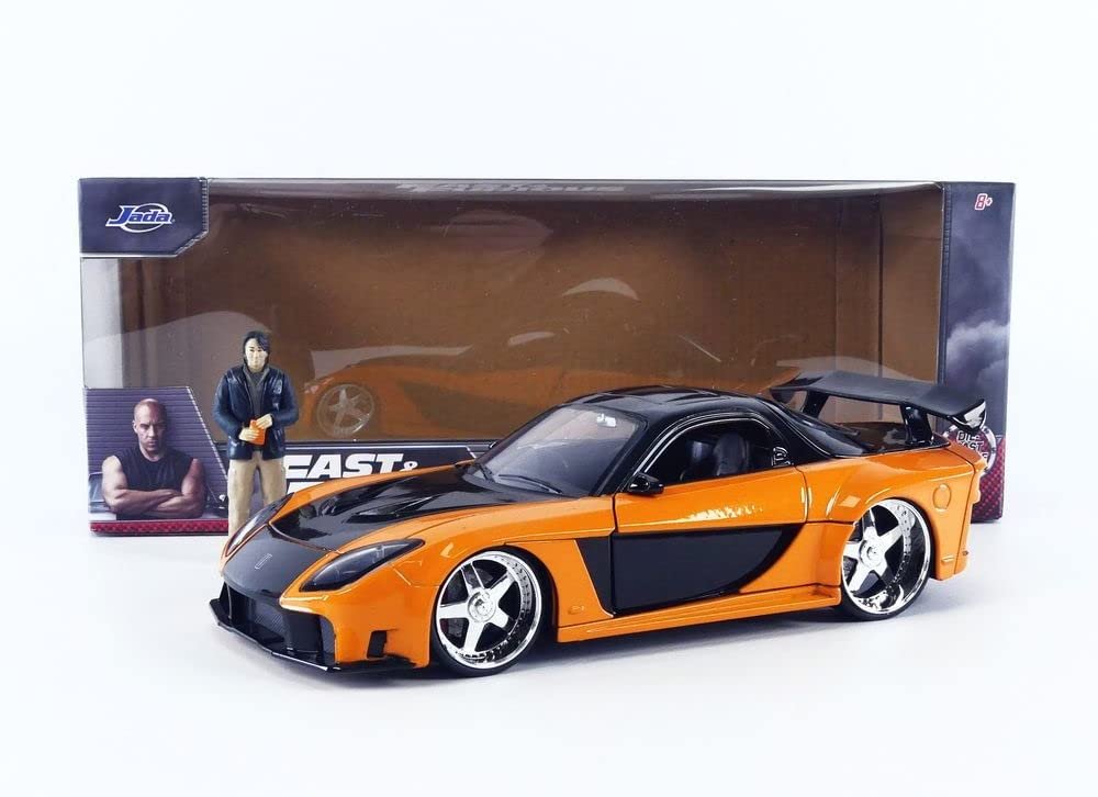 Jada Toys Fast & Furious 1:24 1995 Mazda RX-7 Widebody Die-cast Car w/Han's 2.75" Die-cast Figure, Toys for Kids and Adults