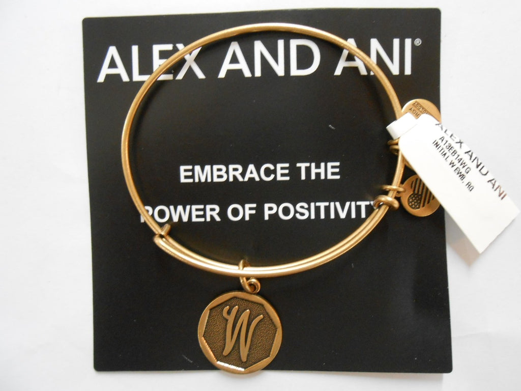 Alex and Ani INITIAL W Expandable Wire Bracelet Rafaelian Gold NWTB&C