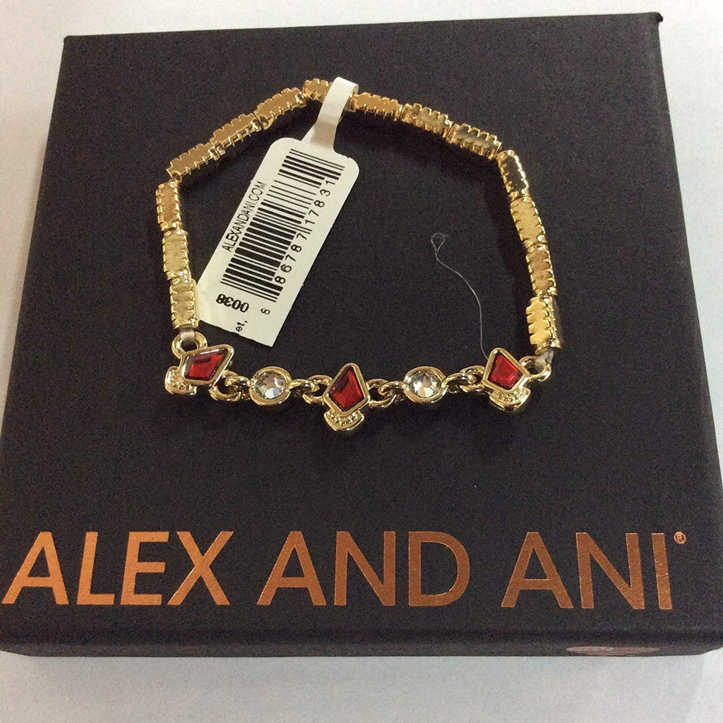 Alex and Ani Crystal and Ruby Stretch Bracelet Shiny Gold
