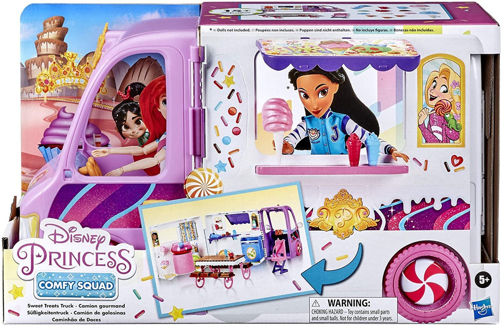 Disney Princess Comfy Squad Sweet Treats Truck, Playset with 16 Accessories, Pretend Ice Cream Shop, Toy for Girls 5 Years Old and Up