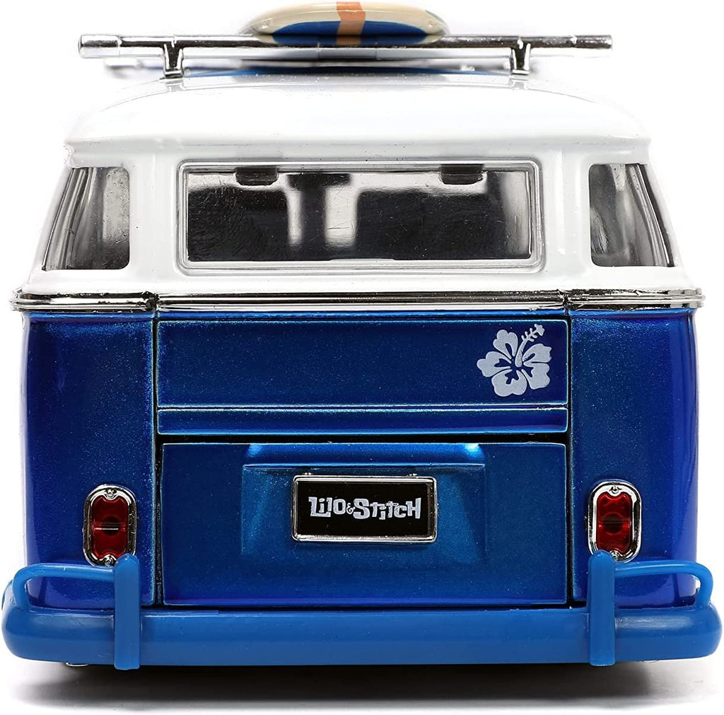 Jada Toys Disney Lilo & Stitch 1:24 Volkswagen T1 Bus Die-cast Car with Stitch Figure, Toys for Kids and Adults , Blue