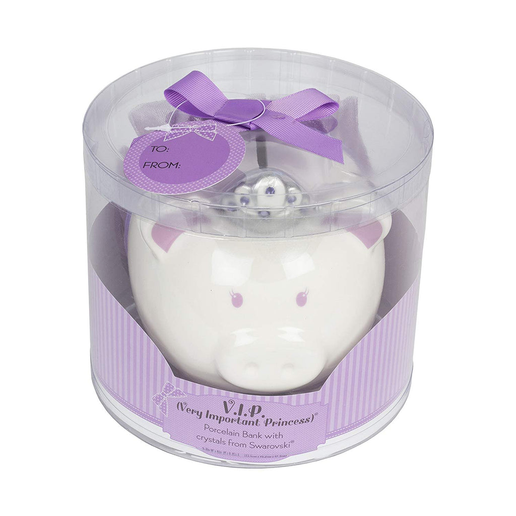 FAB Starpoint Swarovski with Crown Princess Porcelain Piggy Bank for Kids
