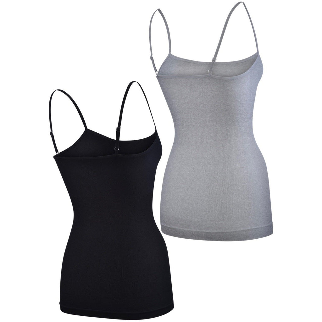 Donna Loren Women's Adjustable Spaghetti Strap Body Shaping Tank Top Camisole Shapewear, 2-Piece Set