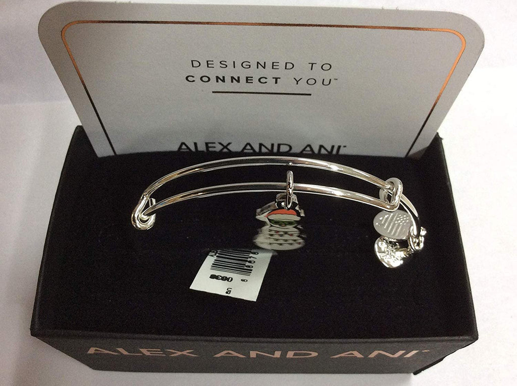 Alex and Ani Color Infusion, Holiday Snowman Bangle Bracelet Shiny Silver One Size
