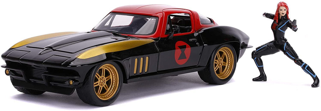 Jada 1:24 Diecast 1966 Chevy Corvette Stingray with Black Widow Figure