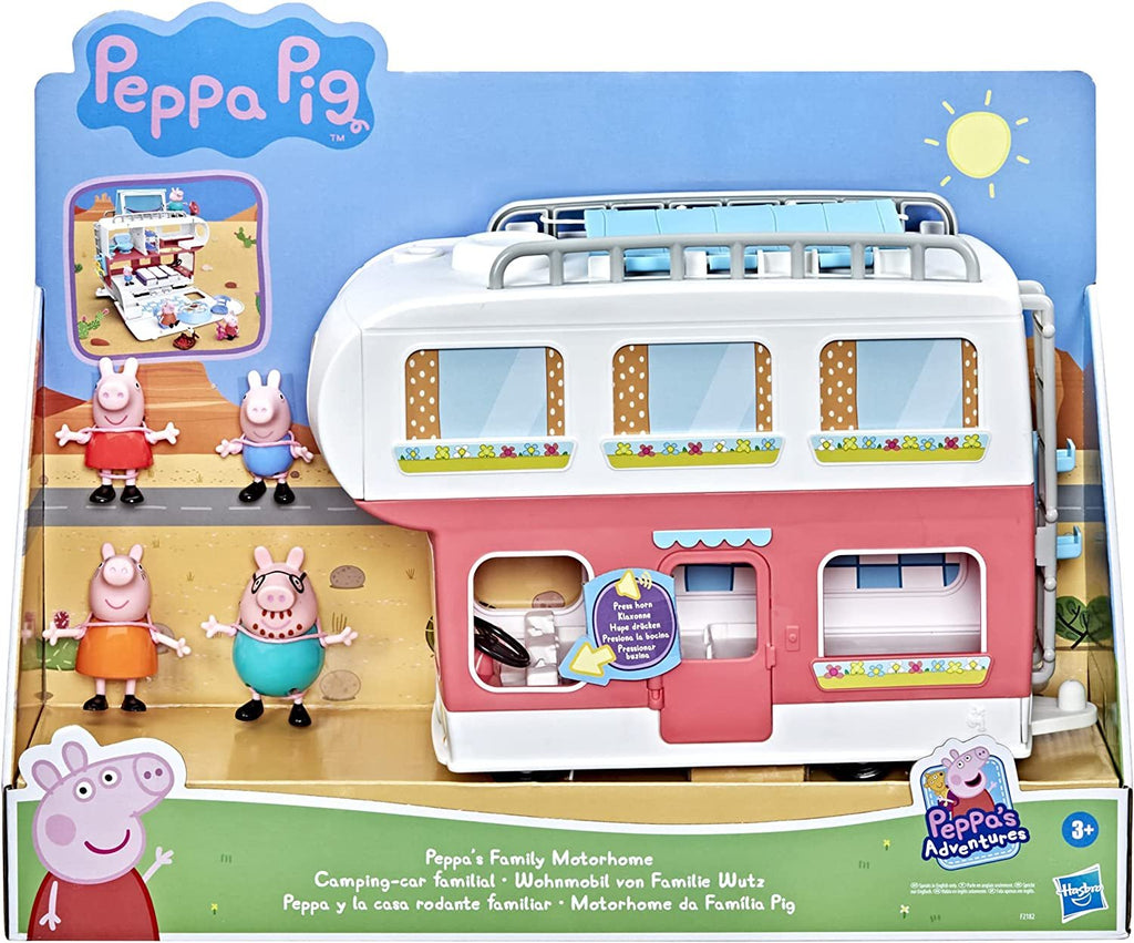 Peppa Pig Peppa’s Adventures Peppa’s Family Motorhome Preschool Toy, Vehicle to RV Playset, Plays Sounds and Music, Ages 3 and up