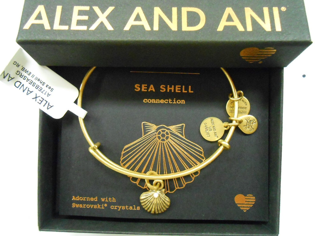 Alex and Ani Womens Sea Shell Charm Bangle