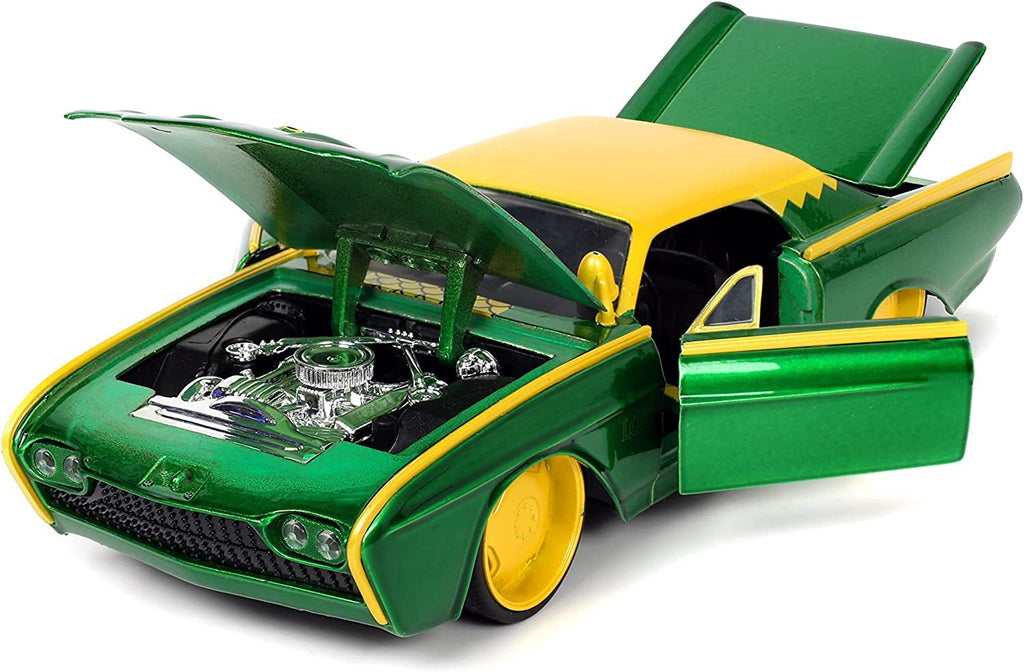 Jada Toys Marvel 1:24 1963 Ford Thunderbird Die-cast Car & 2.75'' Loki Figure, Toys for Kids and Adults