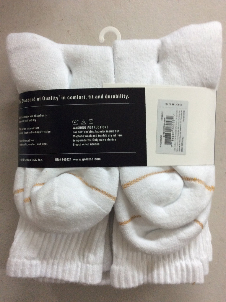 Gold Toe Men's Crew Socks White 6-Pair Sock Size 10-13 Cotton Blend New