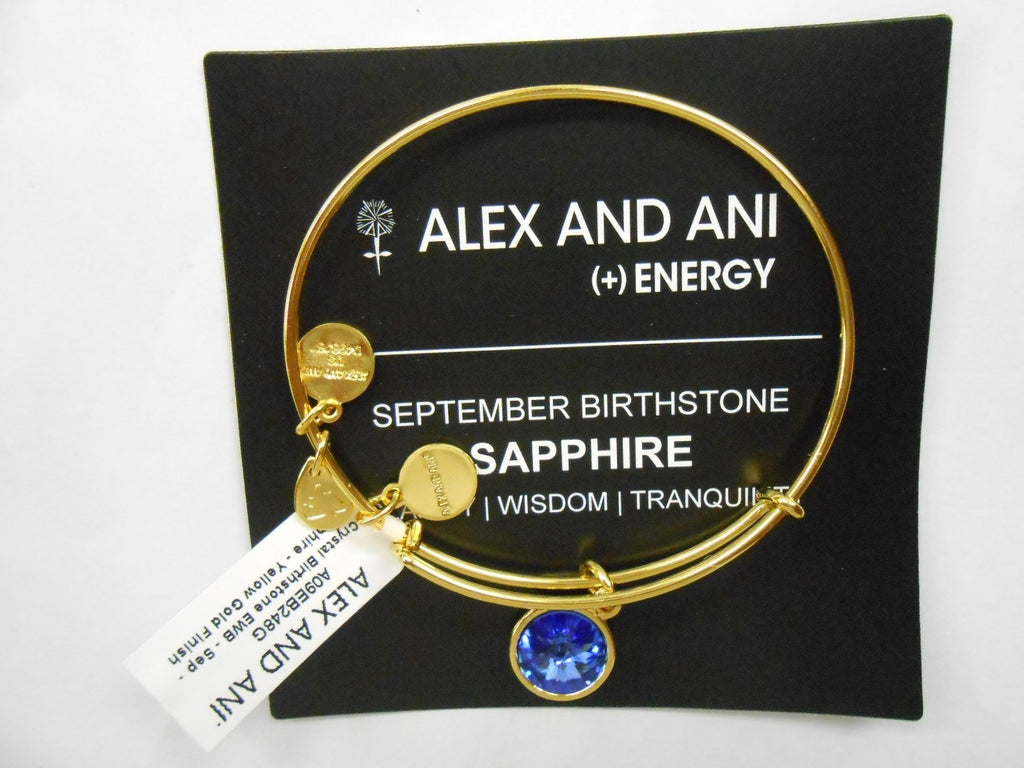 Alex and Ani September Birthstone Sapphire Bangle in Shiny Gold