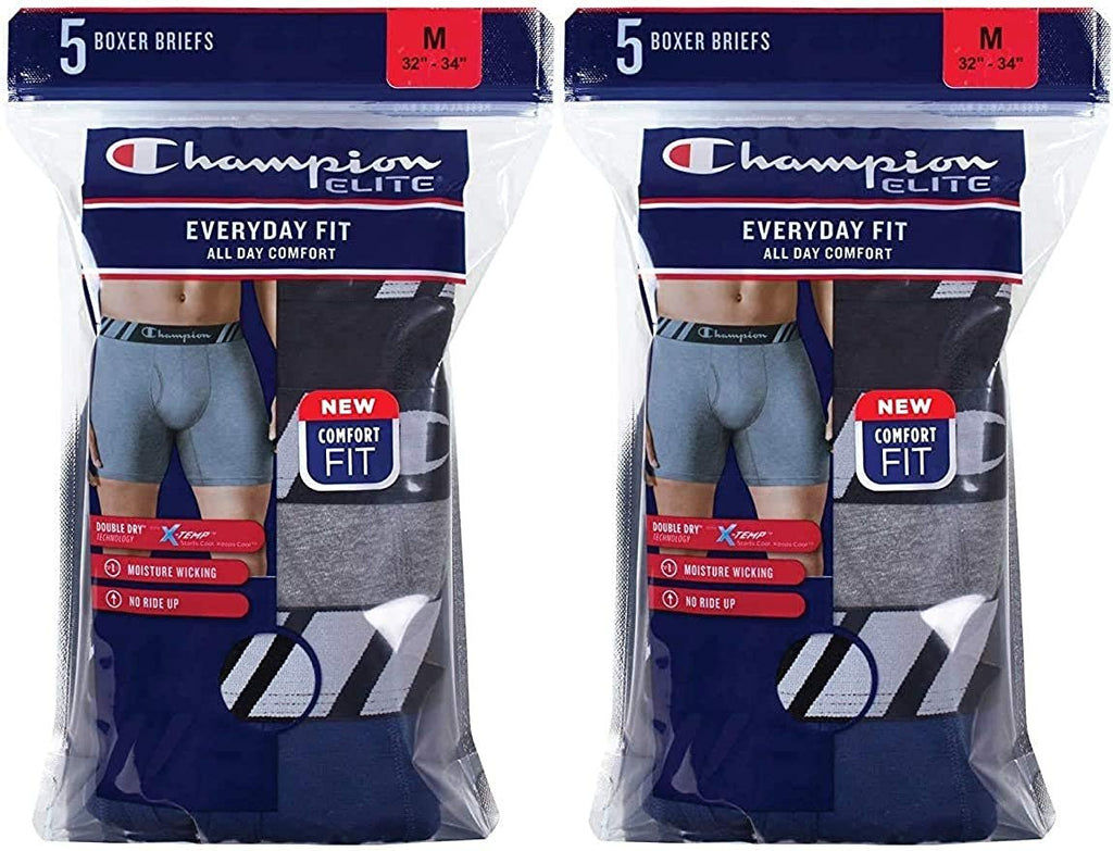 Champion Elite Men's Boxer Briefs 10-Pack All Day Comfort Double Dry X-Temp Slightly Imperfect