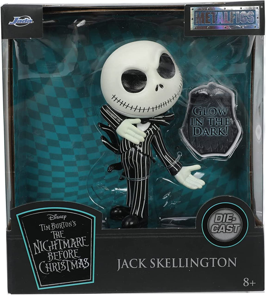 Jada Toys Disney The Nightmare Before Christmas 4" Jack Skellington Glow in The Dark Die-cast Collectible Figure, Toys for Kids and Adults
