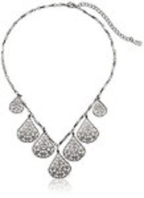 1928 Jewelry Vine Filigree Teardrop Collar Necklace, 16" + 3" extender