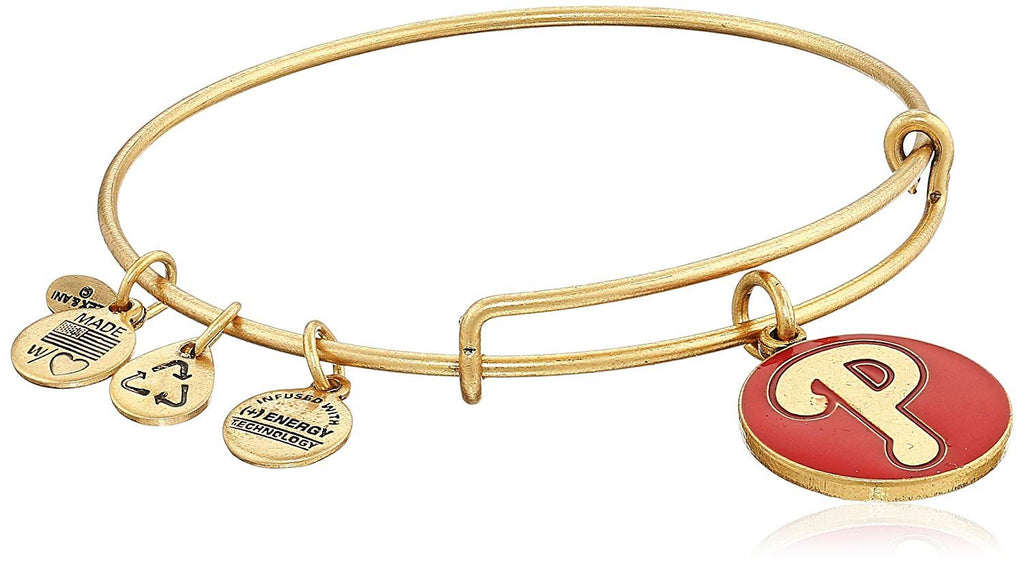 Alex and Ani Philadelphia Phillies Cap Logo Red Expandable Rafaelian Gold Bangle Bracelet