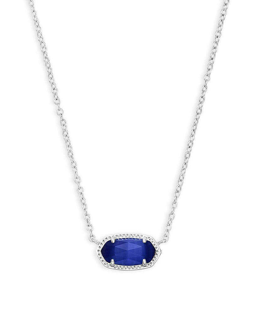 Kendra Scott Elisa Silver Pendant Necklace in Cobalt Cats Eye September