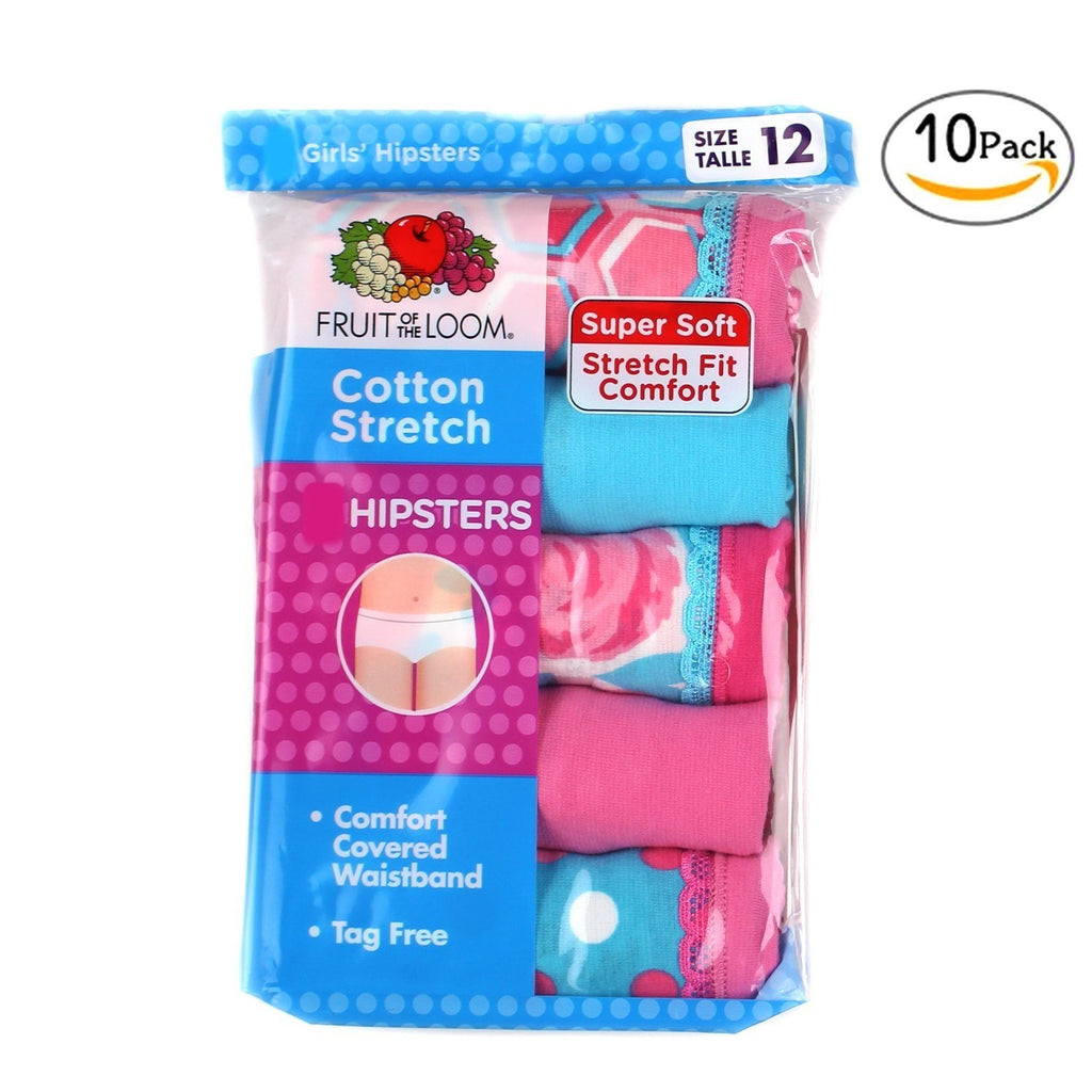 Fruit of the Loom Girls Cotton Stretch Hipsters Panty 10-PK