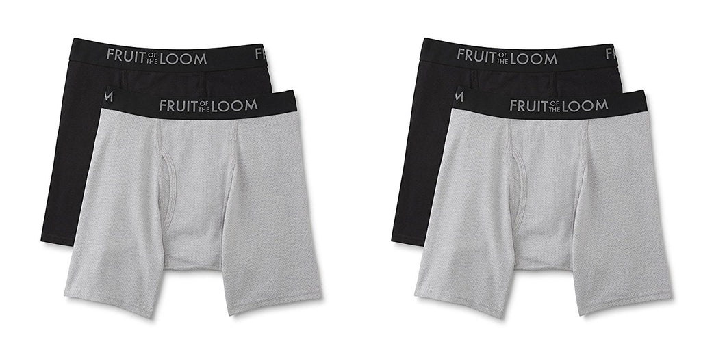 Fruit of the Loom Men's Boxer Briefs - Breathable Micro-Mesh Fabric 4-Pack Cotton/Polyester/Spandex Size 2XL(44-46)