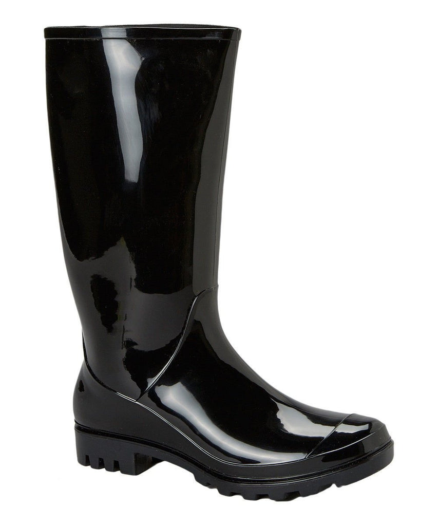 BRAND NEW Ladies Tall Black Shiny Rain Boots - SKADOO- Sizes 5-11 - Waterproof