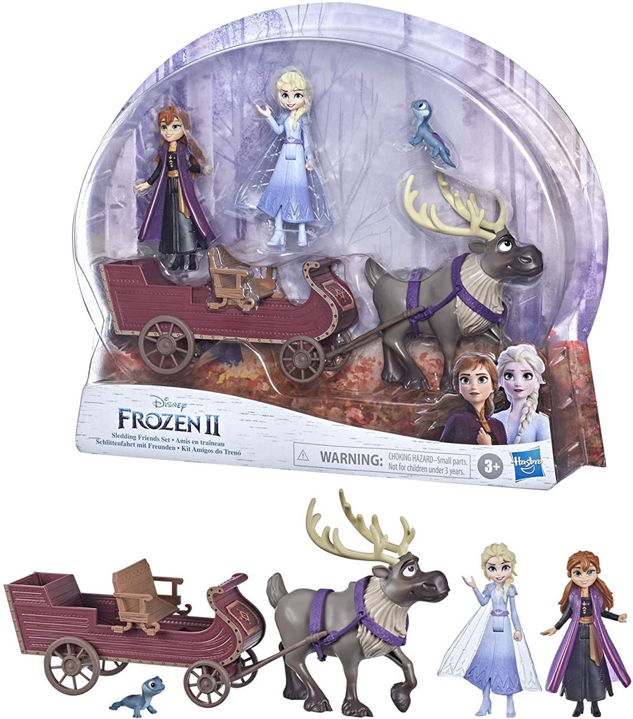 Disney Frozen 2 Sledding Friends Set, Includes Anna, Elsa, Bruni, and Sven, Toy for Kids 3 and Up