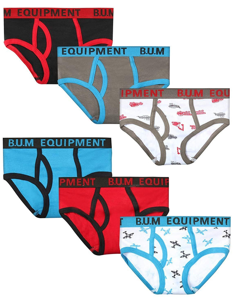 B.U.M. Equipment Toddler and Little Boys' 6 Pack Underwear Briefs, Solids and Prints