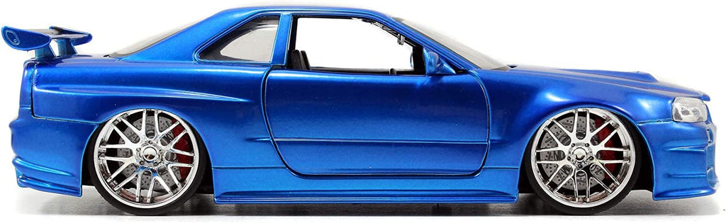 Jada Toys Fast & Furious 1:24 Brian's 2002 Nissan Skyline GT-R R34 a Die-cast Car, Toys for Kids and Adults, Blue (97173)
