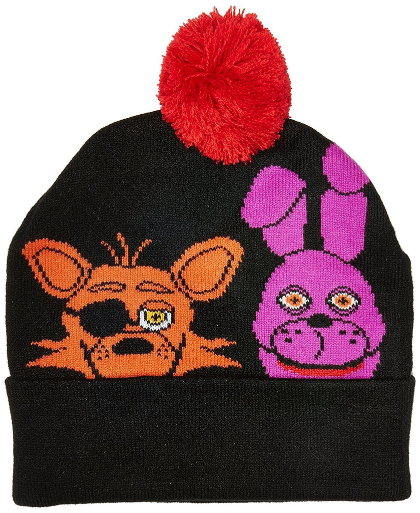 bioWorld Five Nights Faces FNAF Cuff Pom Beanie Fleece Hat