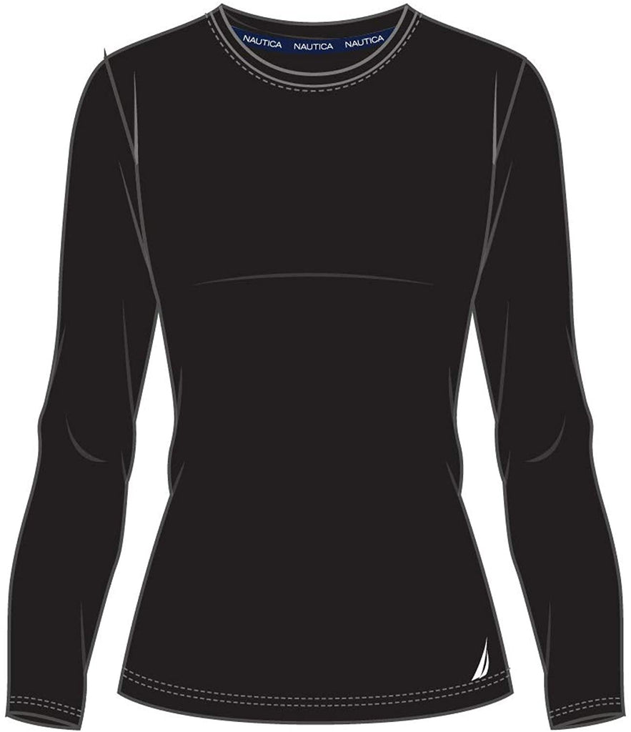 Nautica Ladies Base Layer Shirt - Cool Dry Fit Short Sleeve Compression Shirt Athletic Workout Active Sports T-Shirt Spandex Black