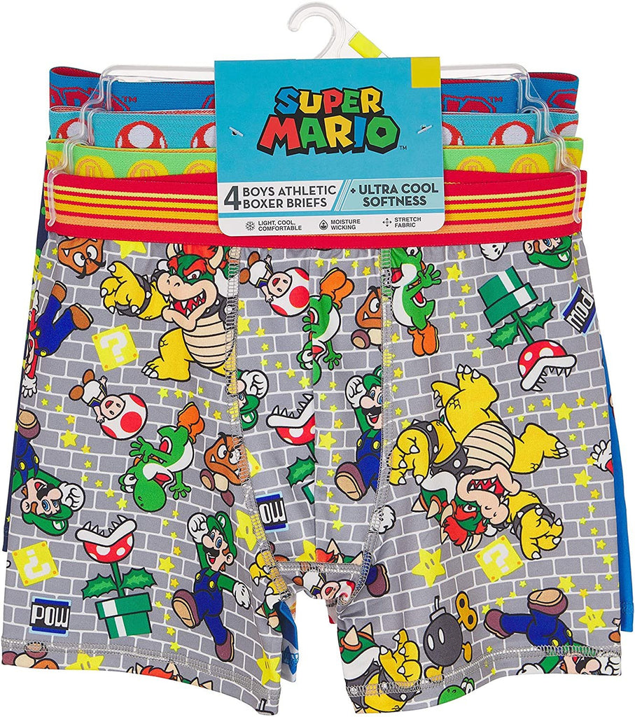 Nintendo Boys' Little Super Mario Brothers Underwear Multipacks, 4pk Athletic, 4