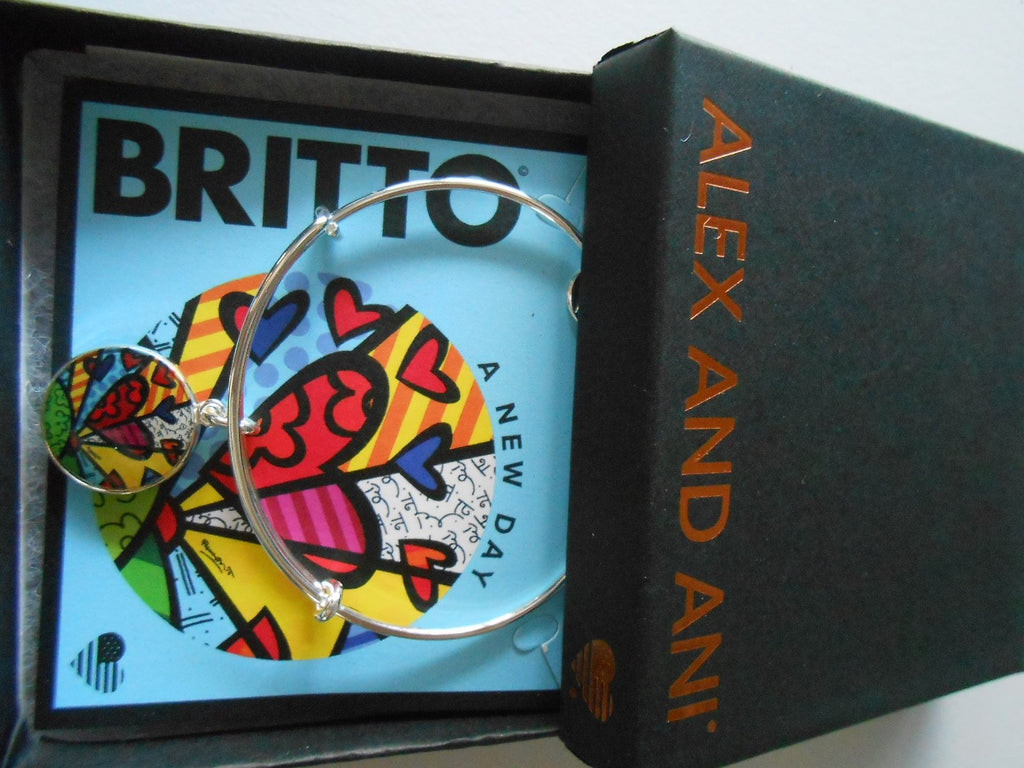 Alex and Ani Art Infusion Necklace Charm | Romero Britto (Heart-Silver)
