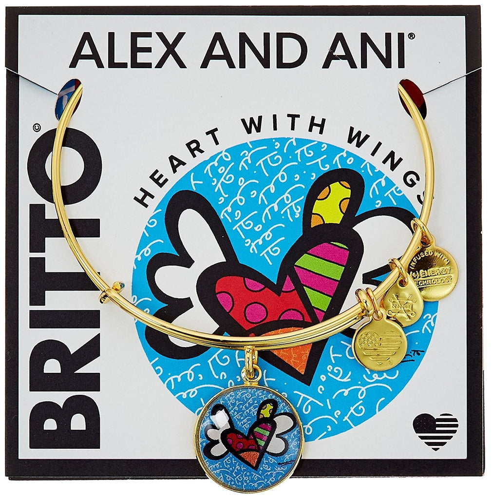 Alex and Ani Womens Heart With Wings Art Infusion Charm Bangle - Romero Britto