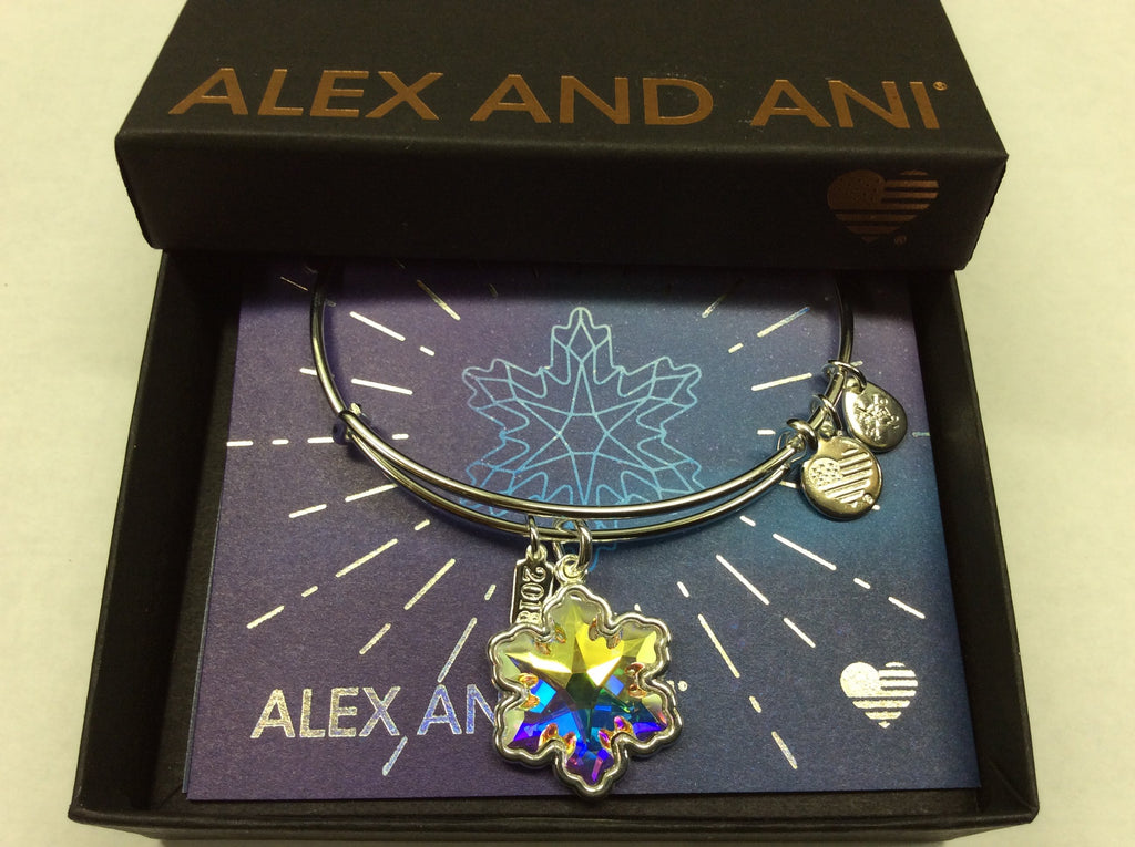 Alex and Ani Womens Crystal Snowflake Bangle