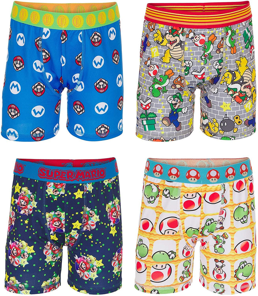 Nintendo Boys' Little Super Mario Brothers Underwear Multipacks, 4pk Athletic, 4
