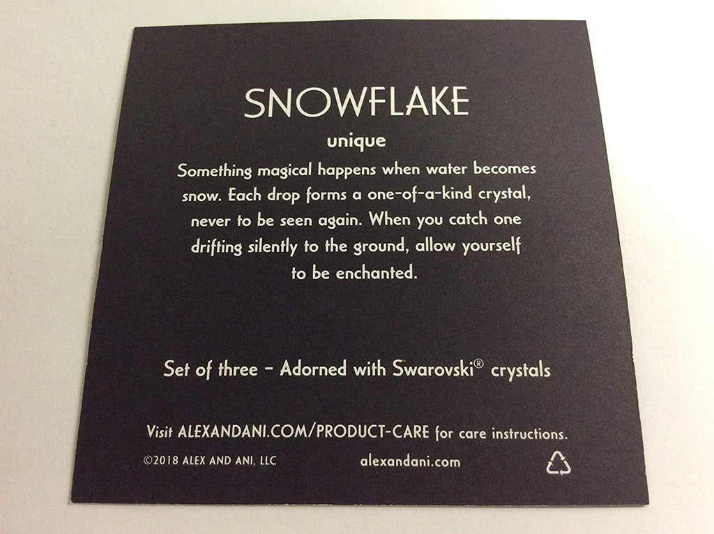 Alex and Ani Crystal Snowflake Set of 3 Bangle Bracelet Shiny Rose Tag Box Card