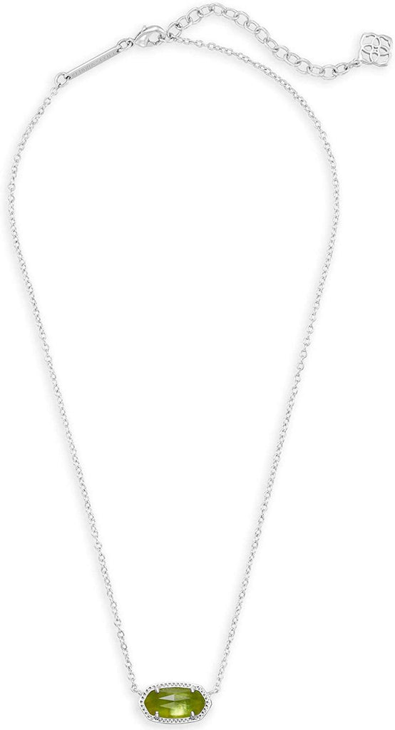 Kendra Scott Elisa Silver Pendant Necklace in Peridot Illusion August