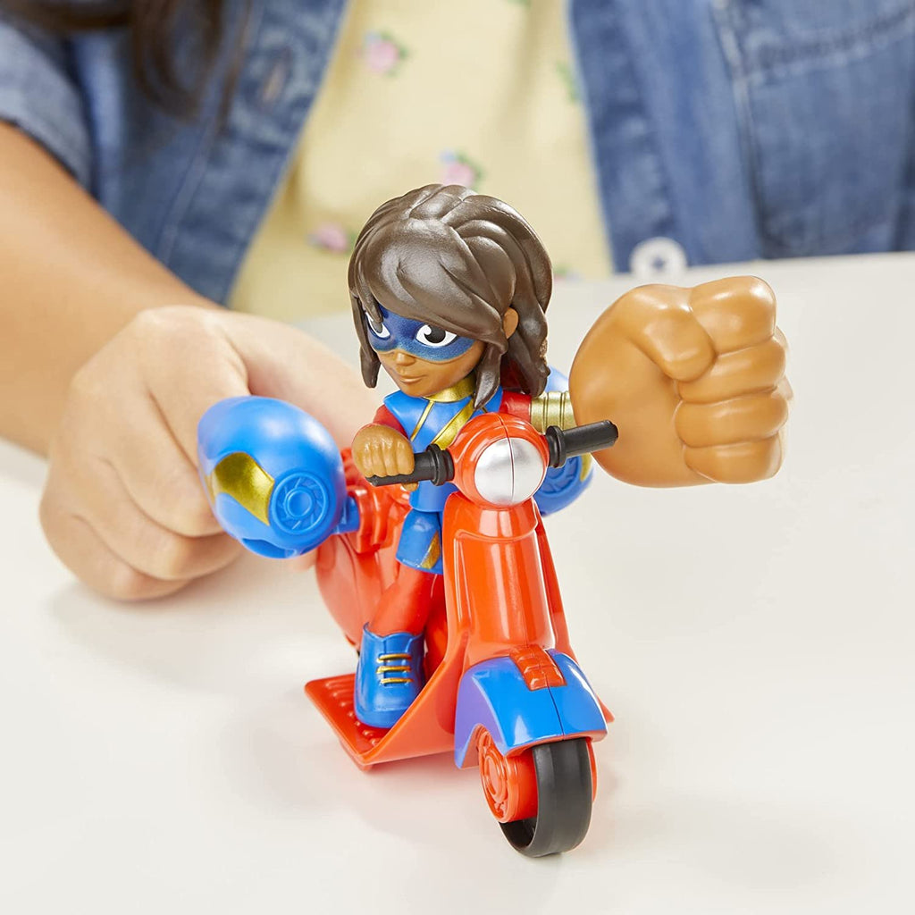 Hasbro Marvel Spidey and His Amazing Friends Ms. Marvel Action Figure and Embiggen Bike Vehicle, Preschool Toy for Kids Ages 3 and Up